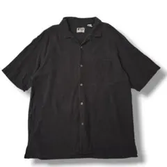 希少】00s OLD GAP コットンメッシュ 半袖オープンカラーシャツ 黒L