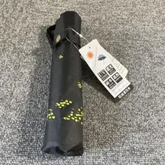 【レディース 折りたたみ傘】ミモザ柄 晴雨兼用 新品 タグ付き ブラックのサムネイル