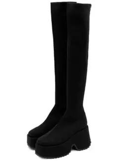 GRL zr1194 ストレッチニット厚底ロングブーツ 24.0