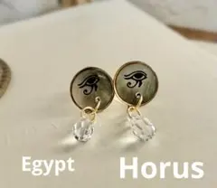 エジプト　ホルスの目　ブラックオーロラ　ピアス　スワロフスキー・クリスタル®︎