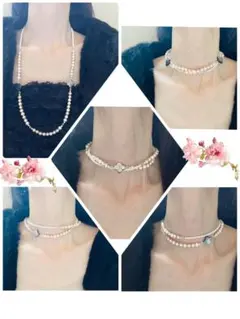 未使用　淡水パールネックレス　ロング70.5㎝　マザーオブパール四葉マルチカラー