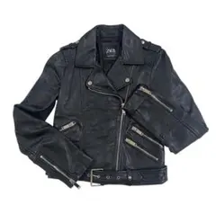 美品 ZARA ザラ 羊皮革 本革 リアルレザー ダブルライダースジャケット