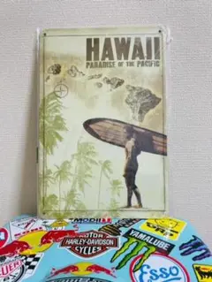 【HA51】サーフィン　ボード　 海 ハワイ 波乗り 壁掛け　ブリキ看板