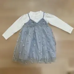 après les cours 薄紫花柄レース七分袖