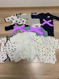 ベビー　男の子　8点セット　カバーオール　肌着　長袖　半袖　恐竜　まとめ売り