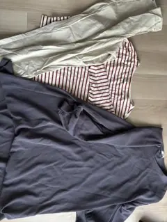 GUパンツ　ネイビーワンピースとストライプシャツ セット