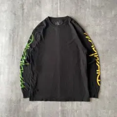 00s y2k ストリート スケーター ロンT カットソーブラック プリント