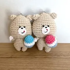あみぐるみ　くま　かき氷　キーホルダー