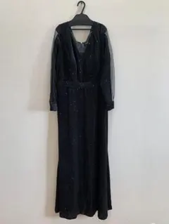 【大人かっこいい！】黒のスパンコール付きロングドレス（さらにお値下げ！）