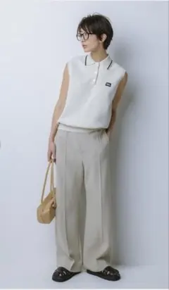 ミラオーウェン　スリーブレスドライタッチポロニット[接触冷感][ウォッシャブル]