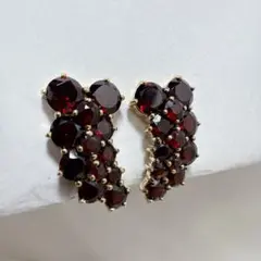 碌山 ロクザン ゴールドカラー SILVER925 ガーネット イヤリング