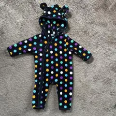 水玉模様 フリースロンパース 80サイズ