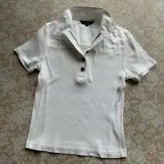 バーバリーロンドン　ホース刺繍　背リング　リブ生地スキッパーシャツ1白