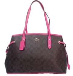コーチ COACH 大容量シグネチャー ピンクトリム トートバッグ使い安く便利