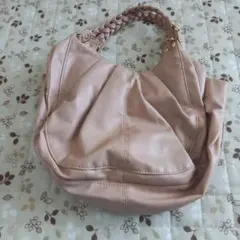 ピンク 編み込みハンドル ハンドバッグ