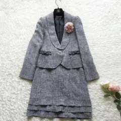 美品✨スコットクラブ　ツイード　スカートセットアップ　ラメ　ティアード　灰色　M