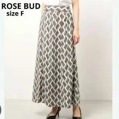 ❮美品❯ ROSE BUD ナローシルエット ロングスカート 幾何学模様 F