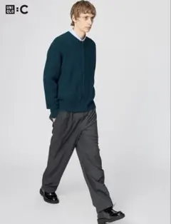 【UNIQLO】イージーワイドテーパードパンツ　ダークグレー　Mサイズ