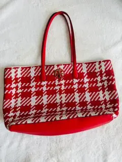 【TORY BURCH】トリーバーチ編込みレザートートバッグ メダリオンロゴ美品のサムネイル