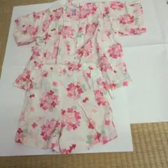 花柄コットン甚平 みぎはうす ~90cm