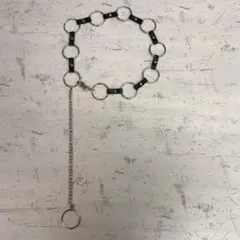 00’s ネオギャル パンクロック 古着小物 リング×レザー チェーンベルト