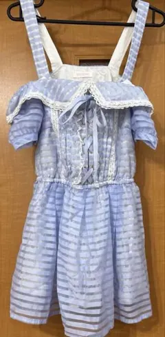 LIZ LISA 水色ストライプノースリーブミニワンピース