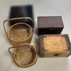昭和　レトロな箱　竹籠　ハンドメイド　手作り　まとめてのサムネイル