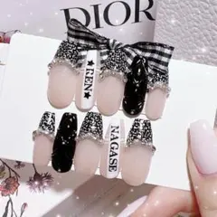 ネイルチップ 韓国 フレンチ キルティング 冬ネイル ヲタク 量産型 ツイード