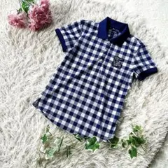 美品✨【23区GOLF】ポロシャツ ギンガムチェック柄 0 紺　半袖 ゴルフ ⁠のサムネイル