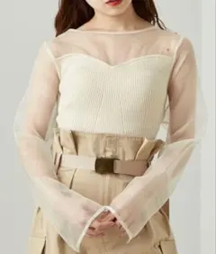 Chico シースルードッキングベアリブニット