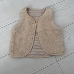 UNIQLO ユニクロ　ベビー　ベスト　ボア　ボーダー　リバーシブル