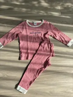 PETIT BATEAU 赤白ストライプ ベビーパジャマ 2ans