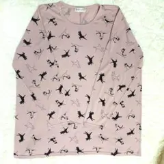 【Keith Valler】猫柄 長袖 Lサイズ くすみピンク カットソー