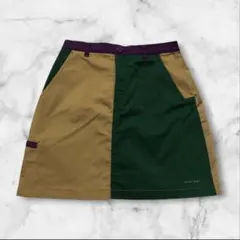 【希少美品】コロンビア　台形スカート　バイカラー　グリーンｘベージュのサムネイル