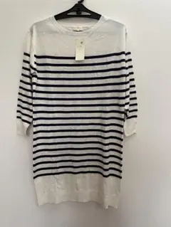 未使用！アースミュージック&エコロジー ボーダー七分袖 ロング丈ニット S