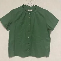 Parkes ボイルガーゼスタンドフリル半袖クルミ釦　リバティ