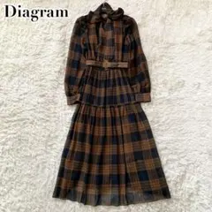 未使用級✨ダイアグラム 現行 ワンピース 2way ボウタイ ロング チェック