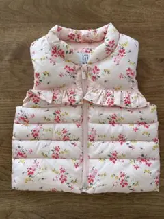 GAP 花柄 フリル　ダウンベスト ピンク　90