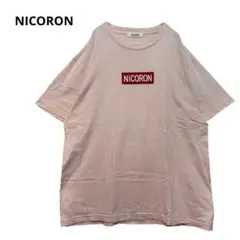 ニコロン ボックスロゴ Tシャツ 半袖 ピンク ゆったり カジュアル 春夏のサムネイル
