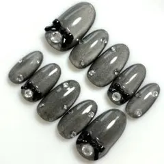 マグネットネイル ブラックネイル ちゅるん ワンホンネイル ニュアンスネイル