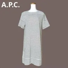 美品　A.P.C.　リネン　綿　チュニック　ワンピース　M　白黒　b6d004