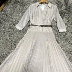 未使用タグ付き　アプワイザー・リッシェ シャツワンピース プリーツ　M 夏秋