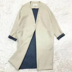 ノーカラーコート ロングコート