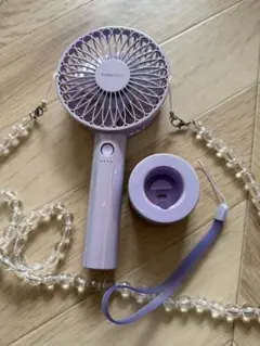 【美品】Francfranc フレ ハンディファン オーロラ＋ネックストラップ付