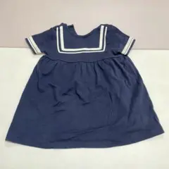 プチバトー　ネイビーセーラー襟ワンピース 100%コットン
