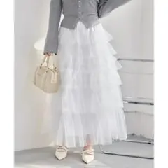 新品タグ付【one after another】段々チュールロングスカート