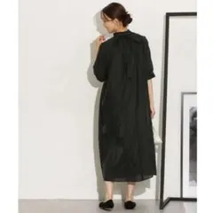 Kaene シャンブレーAラインドレス ブラック Sサイズ Kaene/シャンブレーAラインドレス ブラック kaene】シャンブレー