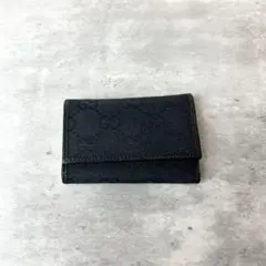 【良品】GUCCI グッチ キーケース GG柄 キャンバス ブラック 6連
