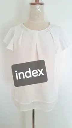 美品★index★半袖シャツ ビジュー ホワイト Мのサムネイル