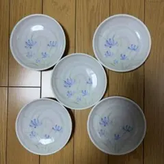 美濃焼　昭峰窯　青色の花柄　小皿5枚セット